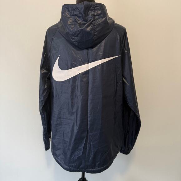 NIKE Swoosh Packable Kangaroo Windbreaker Jacket Navy Blue Size Large - Picture 8 of 13